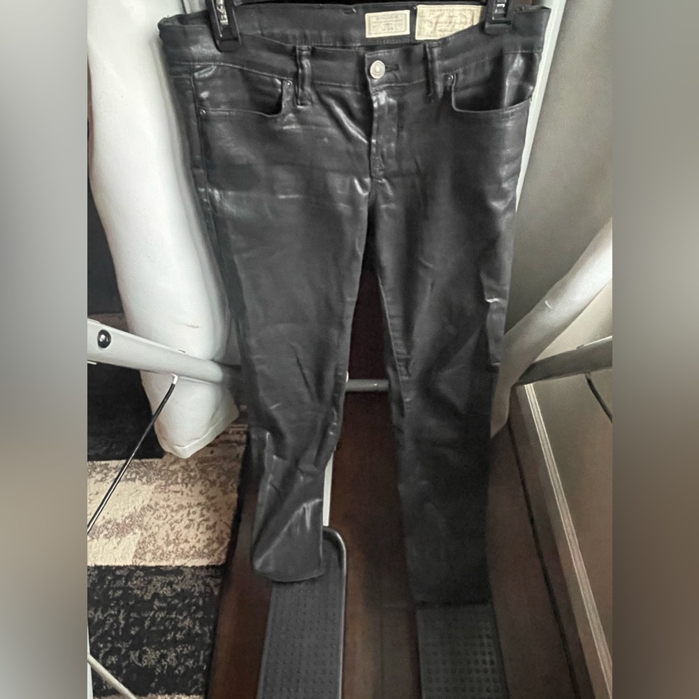 All Saints Brodie Coated Ankle Zip Skinny Jeans Black Size 28
